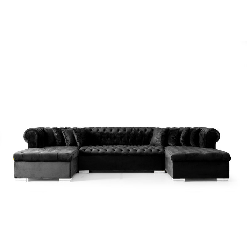 Rosdorf Park Nerissa Velvet Sectional & Reviews Wayfair